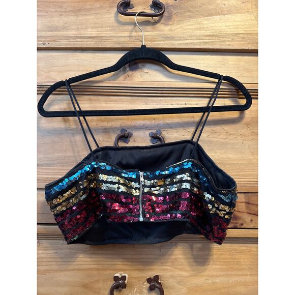 RAGA Charlize Rainbow Multicolor Sequin Blazer Wrap Mini Dress Small - Picture 7 of 9